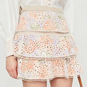 alice + olivia Kirsten embroidered eyelet skirt